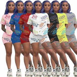 women's tracksuits sport suits station printed letter cotton short sleeve shorts two piece suit