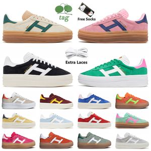 Gazelle Bold أحذية نسائية Platform Designer Shoes Cream Green Pink Gum White Black Sports Trainers OG Suede Leather Gazelles Sneakers