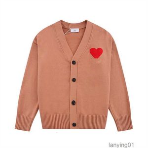 Amisweater France Fashion Mens Designer Amishirts Am i Knitted Sweater Embroidered a Heart Pattern Solid Color Cardigan Sweaters for Men and Women Grhb