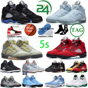 2024 Jumpman 5 5s Basketbol Ayakkabıları Yerel Depo Erkekler Siyah Üzüm Concord Aqua Oreo UNC UNC Luck Green Sail Taksi Gri Cins Raging Bull Fire Kırmızı J5 Erkek Eğitmenler Sneakers