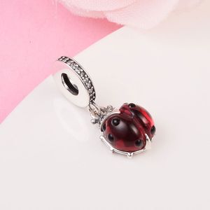 925 Sterling Silver Red Ladybird Dangle Bead Fits European Jewelry Pandora Style Charm Marms