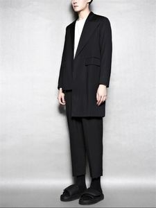 Мужские костюмы Blazers Средний и длинный маленький костюм асимметричный дизайн темный черный классический модный куртка с личности в большом размере