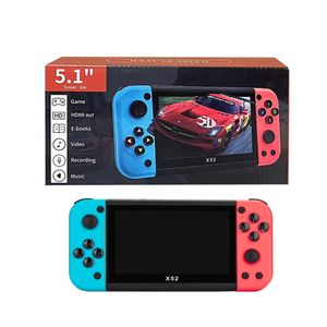 X52 Handhållen Game Console 5.1-tums Pocket Gaming Console Portable Game Players Support Retro Game Dual Högtalare Stereo Gift for Children PS1 FC GBA MD MAME NES SFC X51