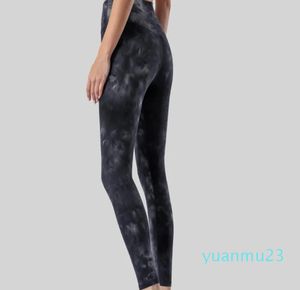 Yoga-Fitness-Hose, hohe Taille, Hüfte, nackt, Stretch, schnell trocknend, Batikfärbung, personalisierte Sporthose, Laufen, Golf, Outdoor