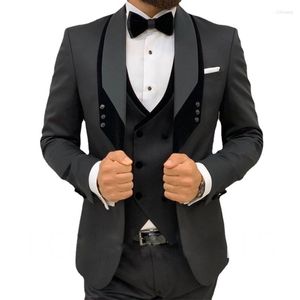 Men's Suits Splicing Homme Men Blazer Wedding Prom Costume Shawl Lapel Groom Jacket Vest Pants 3 PCS Slim Fit Tuxedo Terno Masculino
