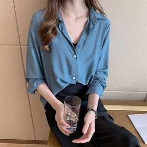 Bloups feminina camisa de camisa branca de mangas compridas femininas com lapela e roupas 4xl de grandes dimensões coreanas japonesas #47 230406