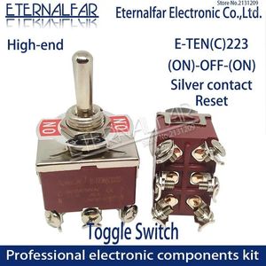 High-end E-TEN223 Qualidade Prata Contato DPST 12MM 16A 250V AC (ON)-OFF-(ON) 6 Pin Reset Rocker Toggle Slide Switch À Prova D' Água