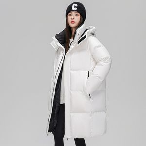 Women's Down Jacket Winter Long Warm Thick Hooded Coat Polyester Fabric 90% White Goose Down Long Sleeve Straight Tube Style Casual Fashion Style M,L,XL,2XL,3XL Sizes