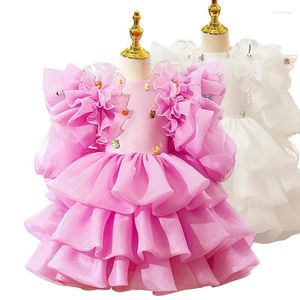 Kız Elbiseler Yaz Mor Pembe Diz Uzunluğu Satin Junior Nedime Elbise Düğün Töreni Doğum Günü Partisi Prenses Elbise Boyutu 1-14
