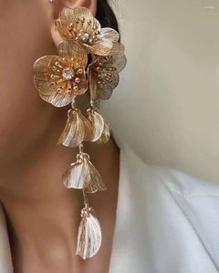 Orecchini pendenti Lifefontier esagerazione fiore multistrato grande goccia per le donne design cristallo floreale orecchini da sposa regali gioielli