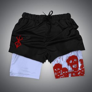 Shorts maschile Stampa da uomo Shorts Shorts Mesh Shorts per palestra anime rapida 2 in1 Prestazioni a doppio mazzo di allenamento per allenamento Sport Pants Short B9