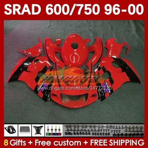 Motorcykelkroppar för Suzuki SRAD GSXR600 GSXR750 1996 1997 1998 1999 2000 168NO.117 GSX-R750 GSXR-600 96-00 GSXR 750 600 CC 600CC 750CC 96 97 98 99 00 FAIRING RED LACK BLK