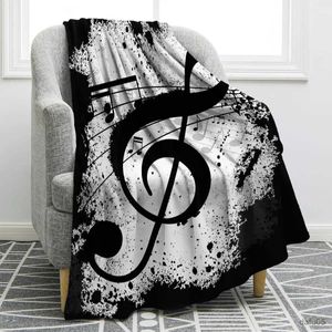 Filtar Swaddling Music Note Skriv ut filt Flanell Plysch Kast filtar Lätt varmt hela säsongen mjuk bekväm fleece för camping rese matta