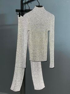 Женские брюки с двумя частями 2023 Женские модные вязаные брюки для свитера 2-й кусочки 0909