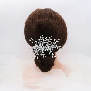 Saç klipsleri florbrid el yapımı alaşım kristal rhinestone inciler çiçek yaprağı gelin tarak evlenme aksesuarları kadın mücevher