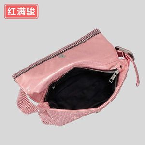 2023 New Bling Rhinestone Handbag Women's Fashion Light Luxury Dinner Bag Small Group Diamond Square Buckle Shoulder Bag 230406