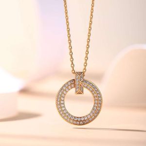 collana tiff Famiglia T T1 Collana classica con diamanti pieni Alta edizione Seiko Moda Semplice Luce Lusso Ins Stile Ciondolo placcato in oro 18 carati per donna tiff