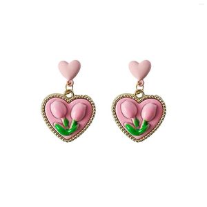 Hoop Earrings Women S Statement Heart Pink Rose For Earring Plated Sensitive Ear Jewelry