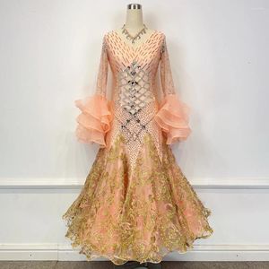 Сценическая одежда для женщин/подростков, розовое платье с креветками, международный стандарт, бальное платье для вальса, танго, современное танцевальное платье для соревнований 1180