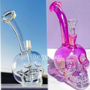 recycler glass bong Hookahs dab rig Skull Glass Smoking water Pipes Glass Water Bongs With 14mm Joint