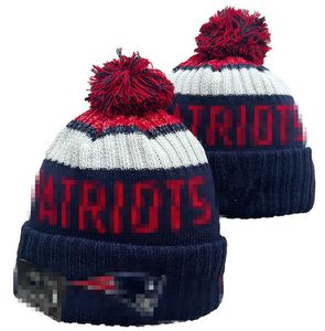 Men Knitted Cuffed Pom New England Beanies NE Bobble Hats Sport Knit Hat Striped Sideline Wool Warm BasEball Beanies Cap For Women A22