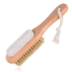 Bath Mane Brestles Clean Feet Brush Wood Pimice Stone Feets Pedicure Callus Borttagning Fotvård borstar Remover Död hudrengöring