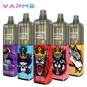 100% Original VAPME KING 12000 Puffs E Cigarros Dispositivo de Caneta Vape Descartável 0/2/3/5 Vaporizador 20ml TYPE-C Recarregável 650mAh Bateria Airflow MESH COIL 18 Sabores 12K