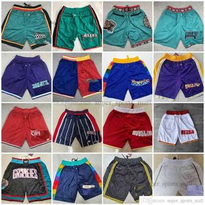 Toppkvalitet All Team Basketball Shorts Justdon Short Retro Sports Wear With Pocket dragkedja Sweatpants Pant Black Blue White Red BL265o