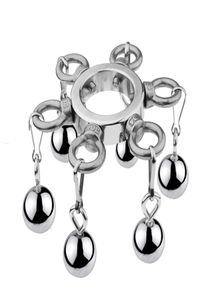 Penis Lock Cockrings Metal Scrotum Pendant Ball Stretcher Stainless Steel Weight Cock Ring BDSM Bondage Gear Restraint Sex Toy for5197486