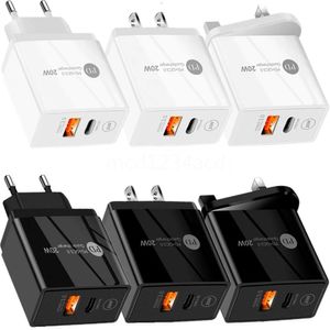 20W PD Typ C USB C Wall Charger EU US UK 3A USB-C Power Adapters för iPhone 15 11 13 14 SAMSUNG HUAWEI M1 MED RETAIL BOX