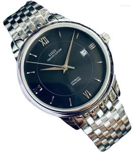 Relógios de pulso automático mecânico masculino relógio preto azul couro branco Roma