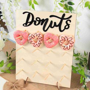 Christmas Decorations Wooden Donut Stand Wall Holder Board Kids Birthday Party Table Decor Baby Shower Wedding Favors Party Supplies R231106
