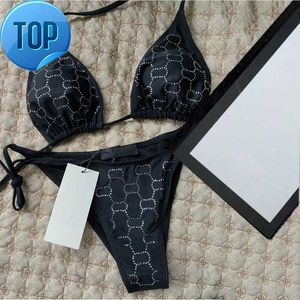 Amerikansk stil designer bikinis kvinna tvådelar bikini med brev baddräkter kristall sommar badkläder strand lyx baddräkter