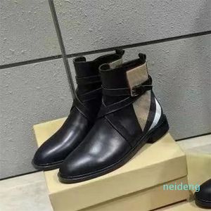 Autumn winter Short boots woman cowhide Metal Belt buckle shoe Tall long boot Leather lady fashion cloth women shoes Large size 35-41-42