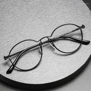 Solglasögonramar Pure Titanium Spectacle Frame Men Japanese Designer Glasses Women Vintage Optical Recept Handmade