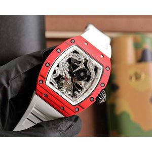 Design RM57 Tourbillon Male Dragon and Phoenix Superclone Carbon Fiber Watch Automatic New RM57-01 Watches Light Wristwatch388 Montres de Luxe