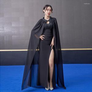 Ethnische Kleidung Nachtclub Damen Sexy Kleid Lange Bühnenshow Umhang Loser Schal Modifizierter Hanfu-Stil im chinesischen Stil
