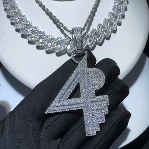 Ny designer Big 4PF Letter Charm Pendant Necklace med repkedja Hip Hop Women Men Full asfalterad 5A Cubic Zirconia Boss Men Gift SMycken