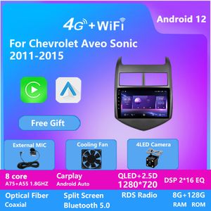 9 tum videospelare Android 12 bil multimedia GPS BT WiFi Carplay för Chev Aveo 2011-2015 Auto Radio