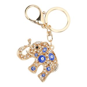 Keychains Lanyards L Turkish Blue Evil Eye Keychain Durable Protection Charm Lycka till för handväskor Hemdekoration Elefant Shap Amflr