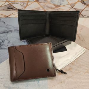 Designer Bag Men Brown wallet Fashion Coin Purse Pen Holder Business Card Holder Genuine Leather Mini Wallet Designer Cardholder Dust Bag Gift Box Set