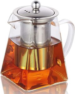 Värmebeständig glas tekanna med rostfritt stål te -silinuserfilter blomma vattenkokare kung fu tewear set oolong potten