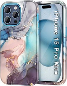Designer Telefonfodral iPhone 15 Pro Max Case Water Proof Marmoriserad folie Stamping Double Layer Print 11/12Pro 4VI0Z