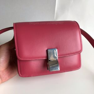 10a Tier Mirror Quality Luxurys Designer väskor Kvinnor Mini Purses 16,5 cm tonåring Polerad Cowhide läder axel crossbody classic box watermelon röd väska gratis frakt