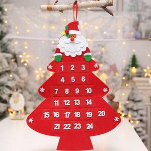 Novo calendário de contagem regressiva quente de natal pendurado desenho animado velho calendário de árvore calendário de feltro enfeites pendurados