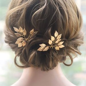 Vintage Gold Leaf Hair Pin Elegant Women Hairpiece Casual Hair Clip Hair Jewelry for Bride Wedding Bridal Hair Accessories