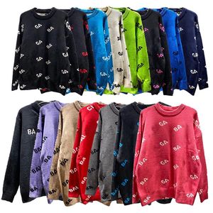 Pullover Designer Sweater Luxury Man for Woman Knit Crow Womens Letter Black Applique Långärmad kläder Insert Overdimensionerade blå tröjor Klänning plus storlek S-XL