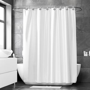 シャワーカーテン純粋な白い長いシャワーカーテン契約スタイルのバスルームカーテンフックベッドバスと230406以上の防水ダッシュヴォルハングカーテン