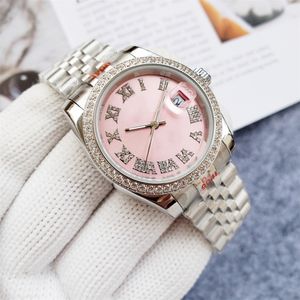 Automatyczne uzwojenie zegarki mechaniczne damskie zegarek Strap ze stali nierdzewnej Różowy diamentowy tarcza para zegarek na rękę urodzinową Montres de lukse