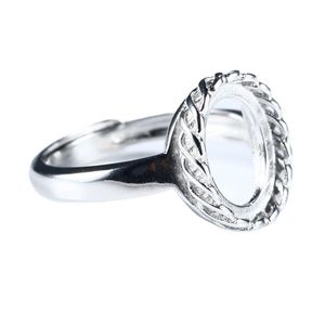 Anel de casamento de noivado de prata esterlina 925 9x11mm cabochão oval semi-montagem anel cor ouro branco configuração de joias finas presente de festa simples design sentido
